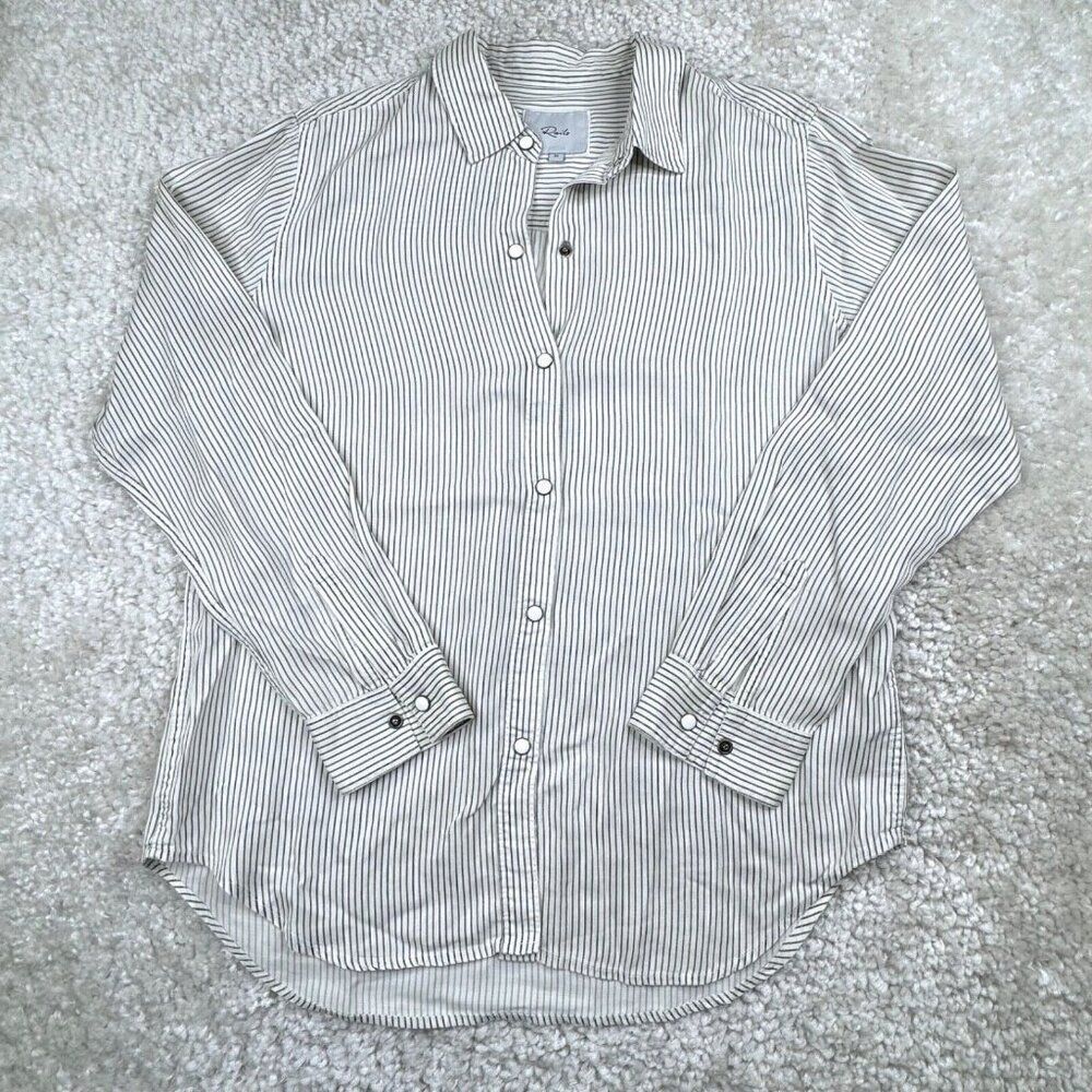 Rails Eliza Pinstripe Snap Button Front Shirt Flaw - image 2